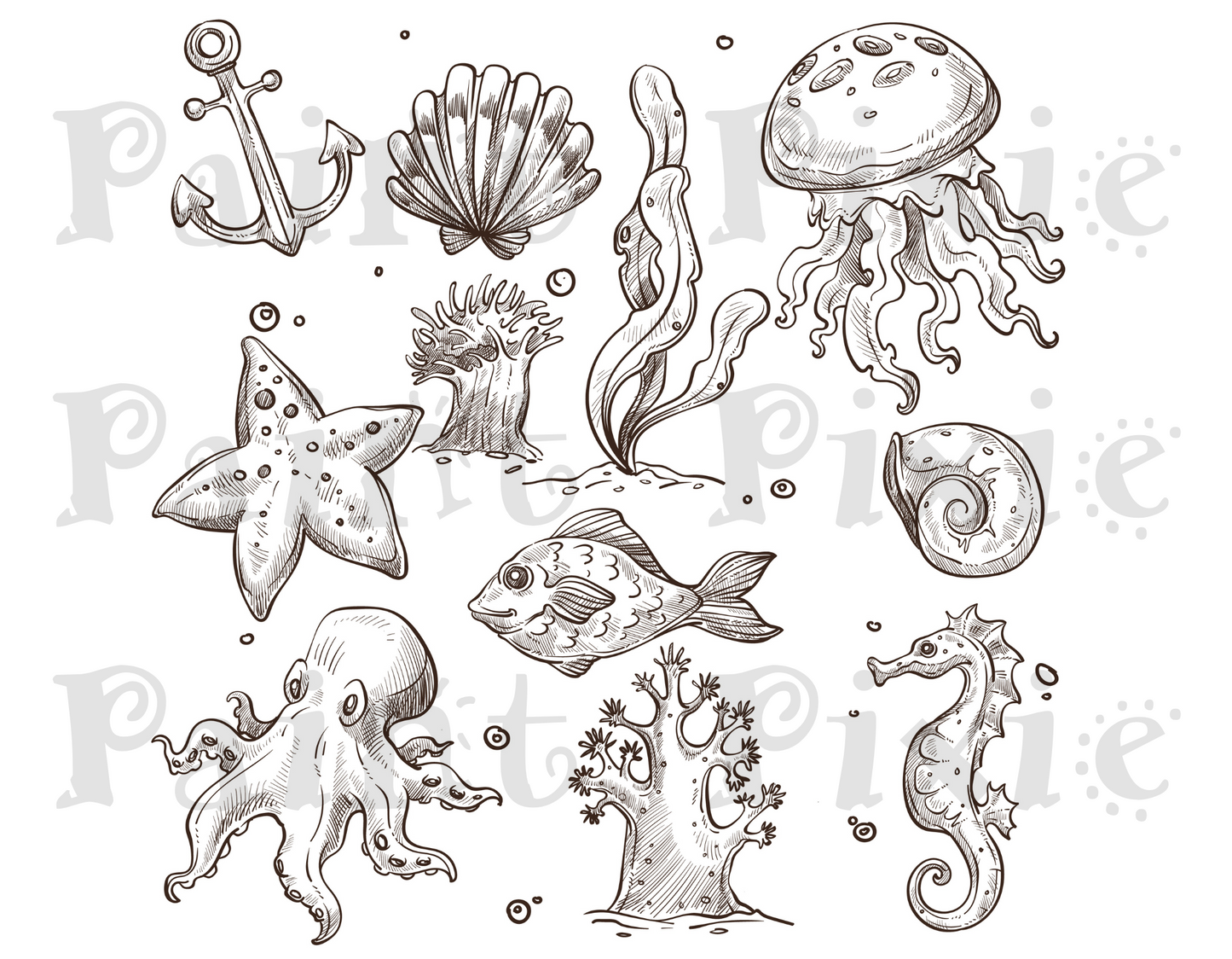 Sea Life Rub-on Transfer
