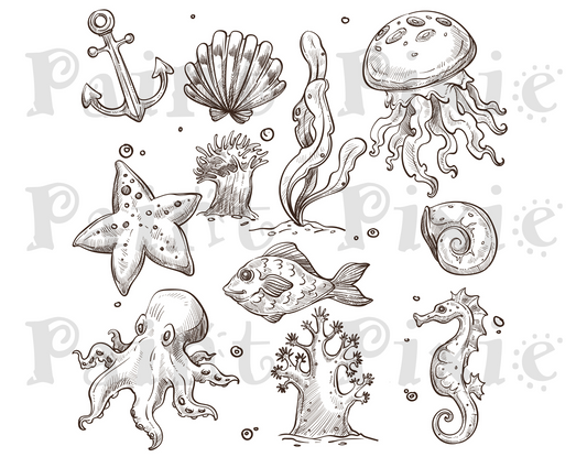 Sea Life Rub-on Transfer