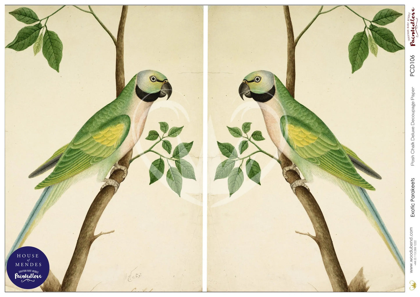 Exotic Parakeets A3 Posh Chalk Deluxe Decoupage from The House of Mendes