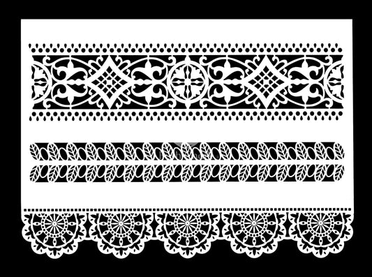 Posh Chalk Stencil Lace Border 25x35cm