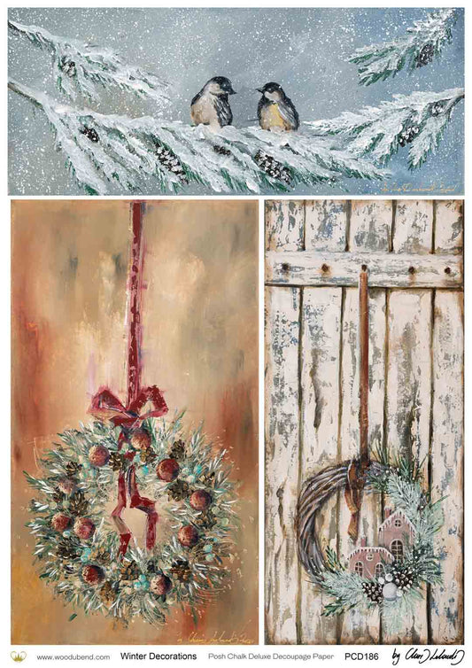 Winter Decorations (A3) Posh Chalk Deluxe Decoupage by Chris Leloudis