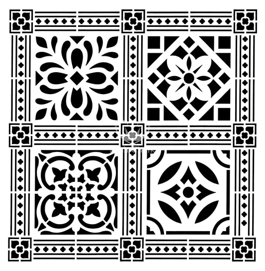 Posh Chalk Stencil Victorian Tile 50x50cm