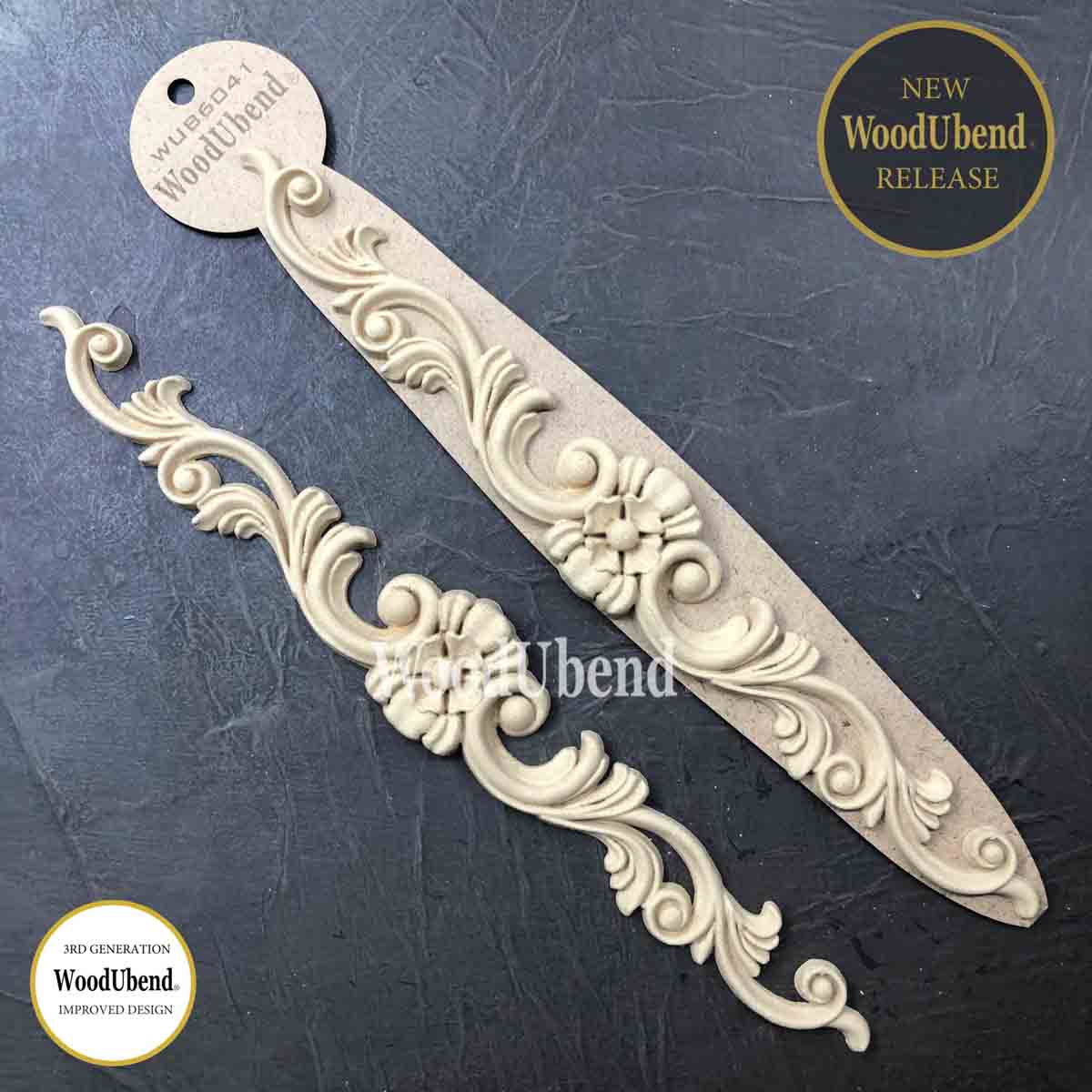 Pack of Two Floral Pediments WUB6041 5x32.5cm